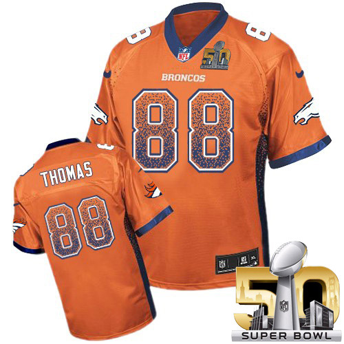 Men's Elite Demaryius Thomas Super Bowl L Nike Jersey Orange - #88 Drift Fashion NFL Denver Broncos